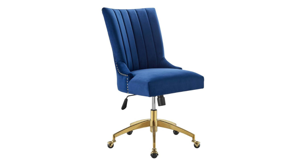 Trio Supply House Tufted Perfor0mance Velvet Office Chair Navy