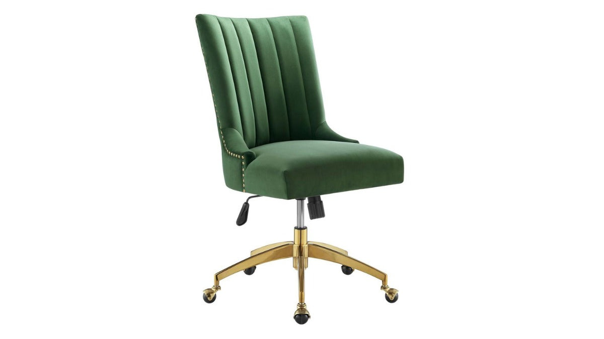 Trio Supply House Tufted Perfor0mance Velvet Office Chair Green
