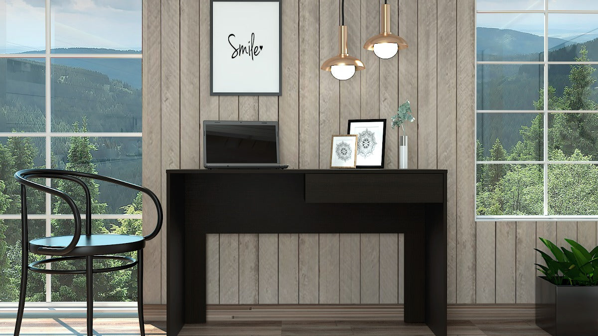 FM FURNITURE Tampa Computer Desk One Drawer Black Wengue