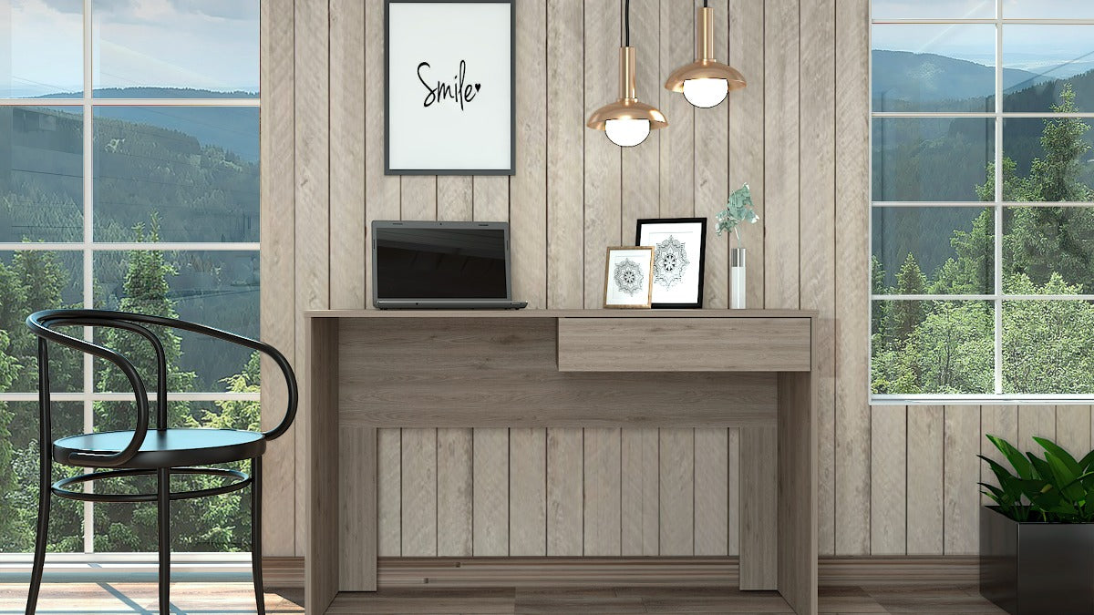 FM FURNITURE Tampa Computer Desk One Drawer Light Gray