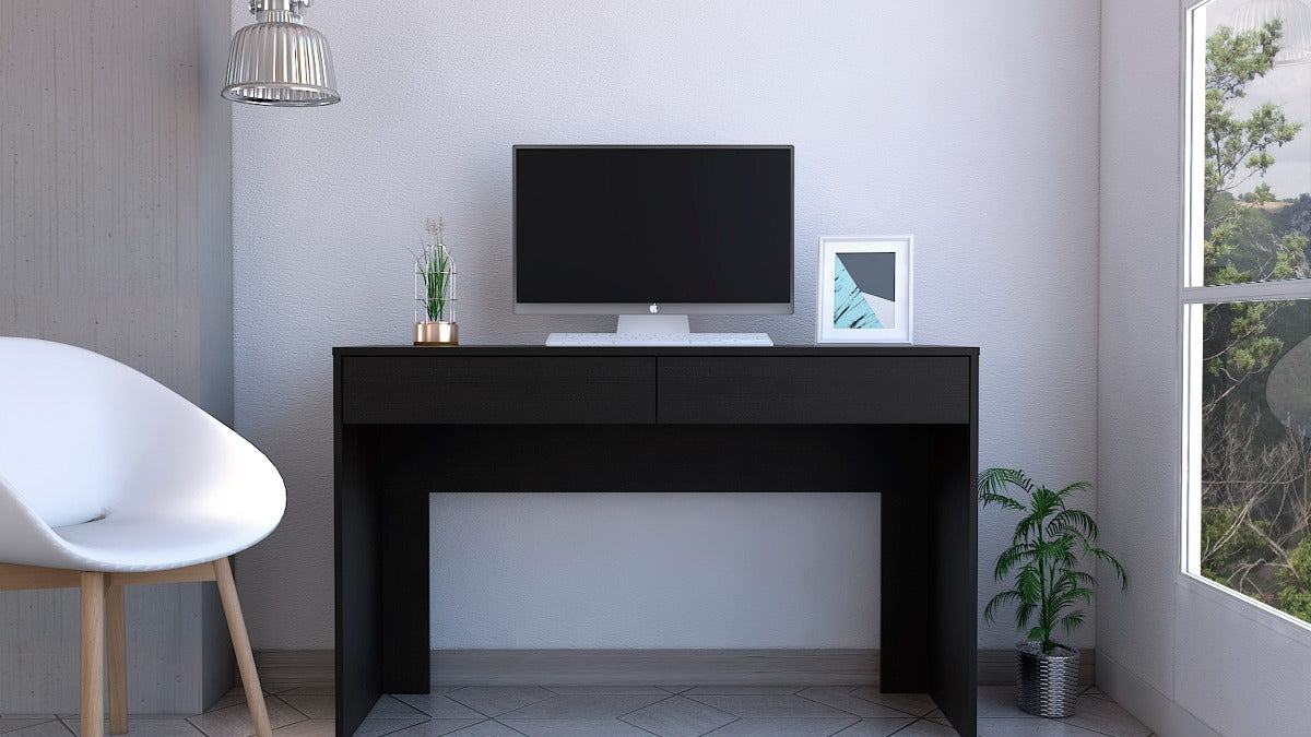 FM FURNITURE Tampa Computer Desk Two Drawers Black Wengue
