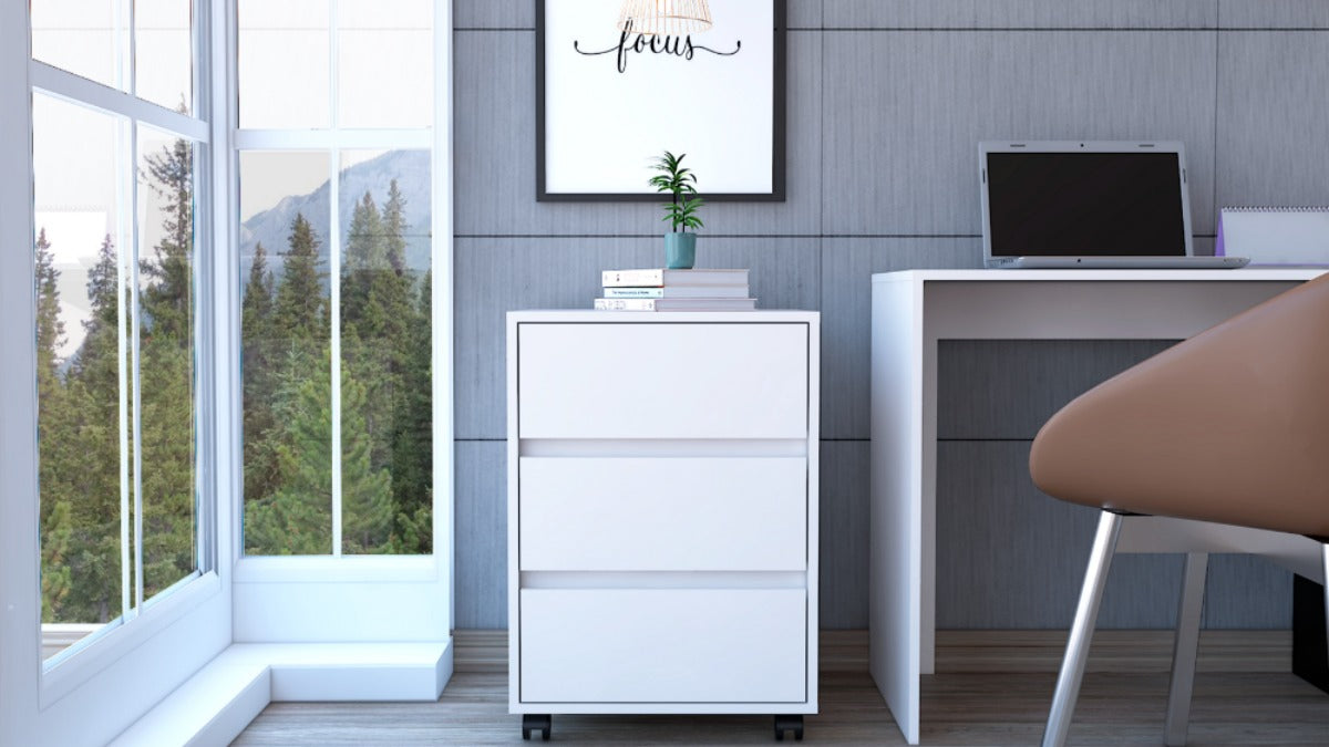 FM FURNITURE Vienna 3 Drawer Filling Cabinet White