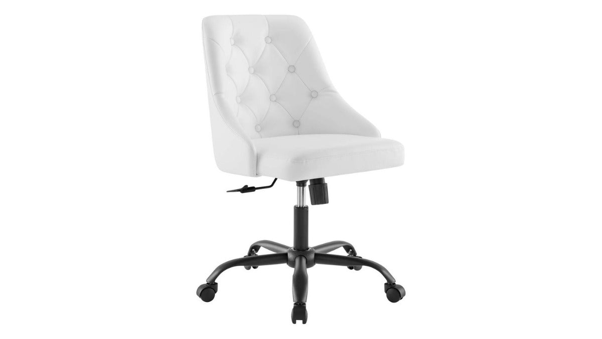 Trio Supply House Distinct Tufted Swivel Vegan Leather Office Chair White