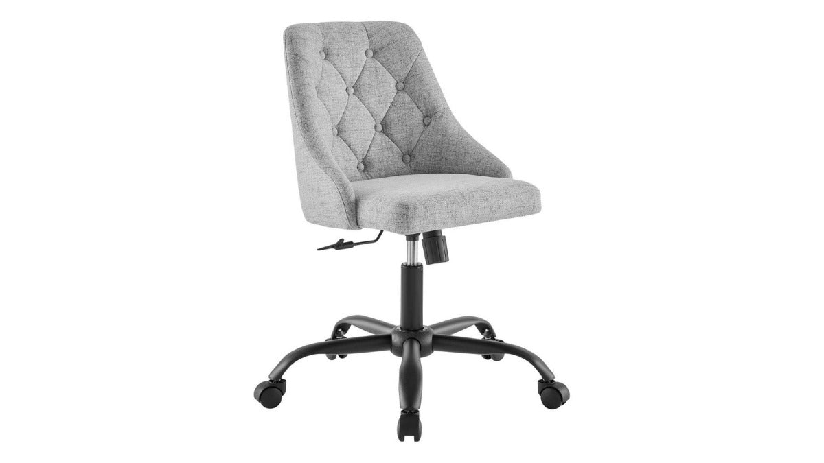 Trio Supply House Distinct Tufted Swivel Upholstered Office Chair Gray