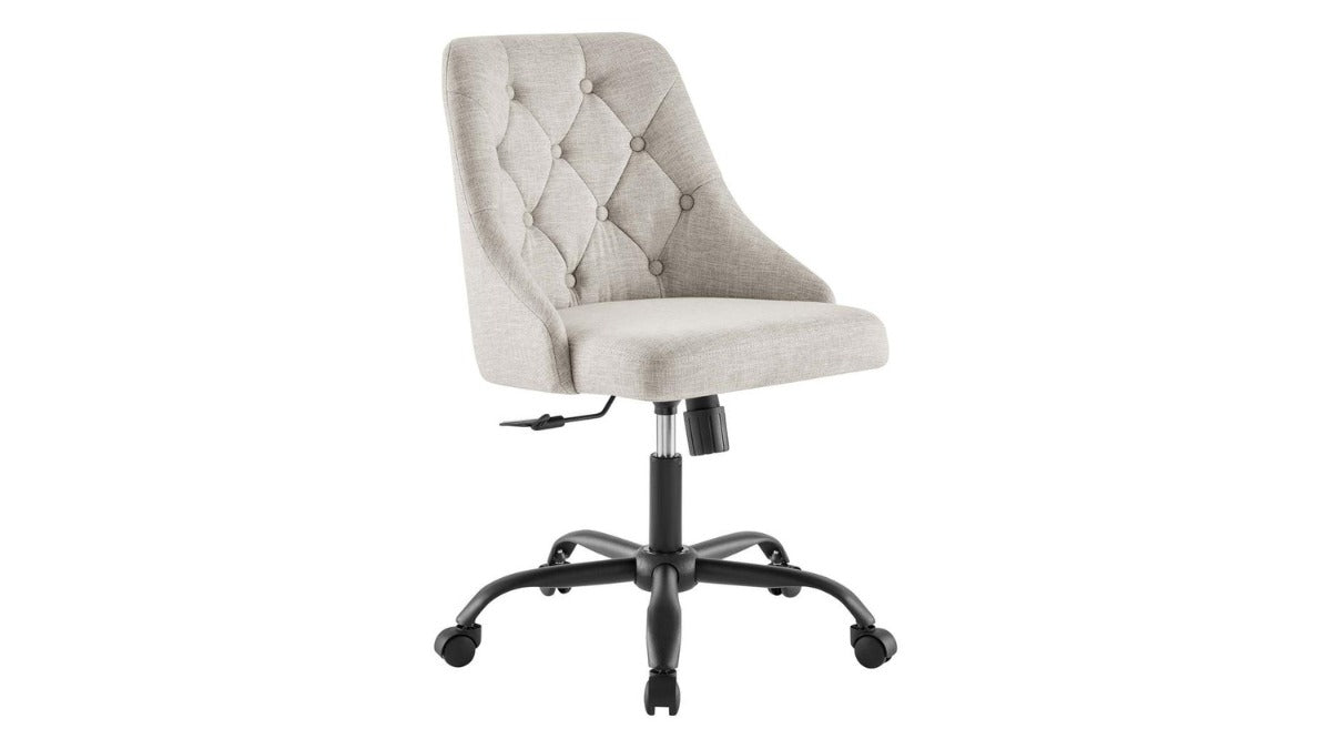 Trio Supply House Distinct Tufted Swivel Upholstered Office Chair Beige