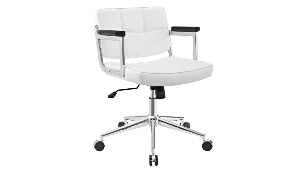 Trio Supply House Portray Mid Back Upholstered Vinyl Chair White