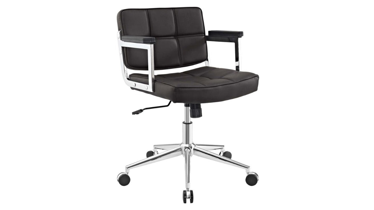 Trio Supply House Portray Mid Back Upholstered Vinyl Chair Brown