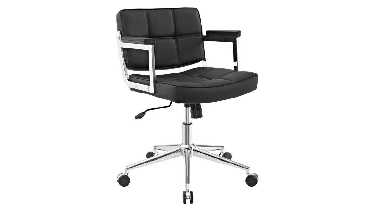 Trio Supply House Portray Mid Back Upholstered Vinyl Chair Black