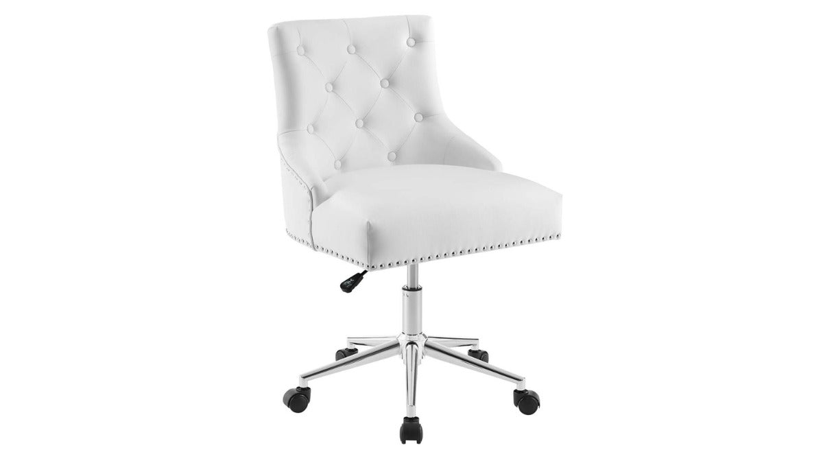 Trio Supply House Regent Tufted Button Swivel Chair White
