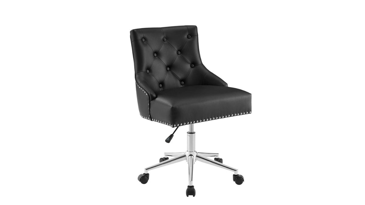 Trio Supply House Regent Tufted Button Swivel Chair Black