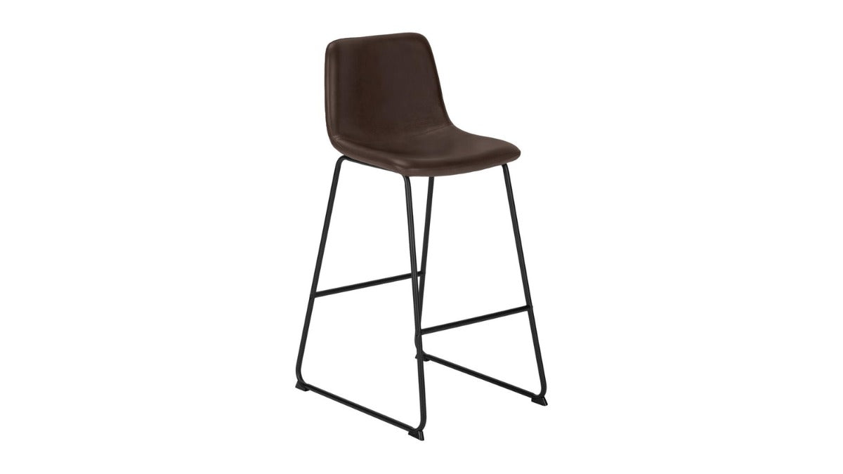 Trio Supply House Office Chair: Black Leather-look - Stand-Up Desk Brown