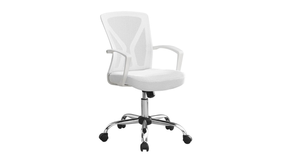 Trio Supply House Office Chair - White: Chrome Base On Castors White