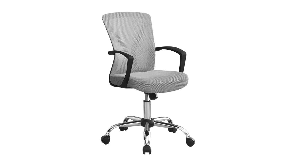 Trio Supply House Office Chair - White: Chrome Base On Castors Grey