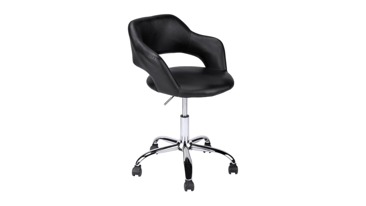 Trio Supply House Office Chair: Chrome Metal Hydraulic Lift Base Black