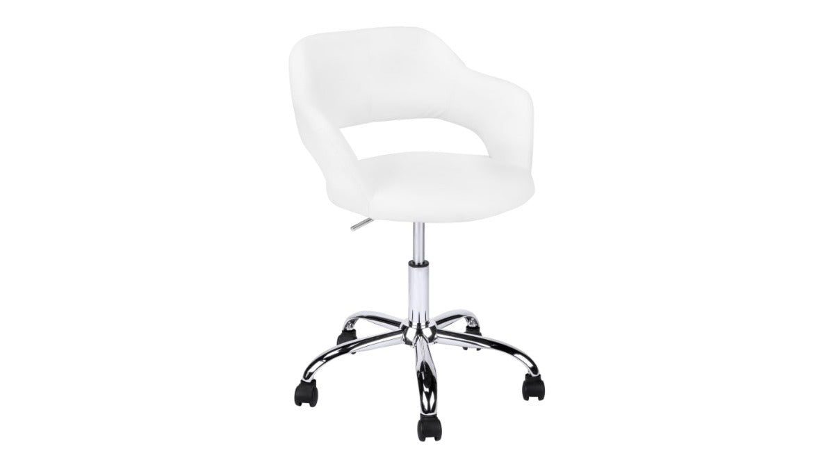 Trio Supply House Office Chair: Chrome Metal Hydraulic Lift Base White