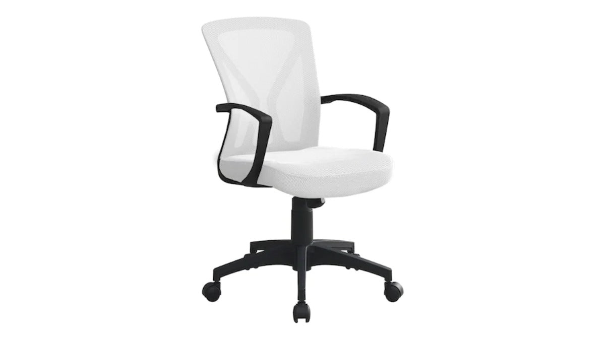 Trio Supply House Office Chair Black Base On Castors: Mid-Back White