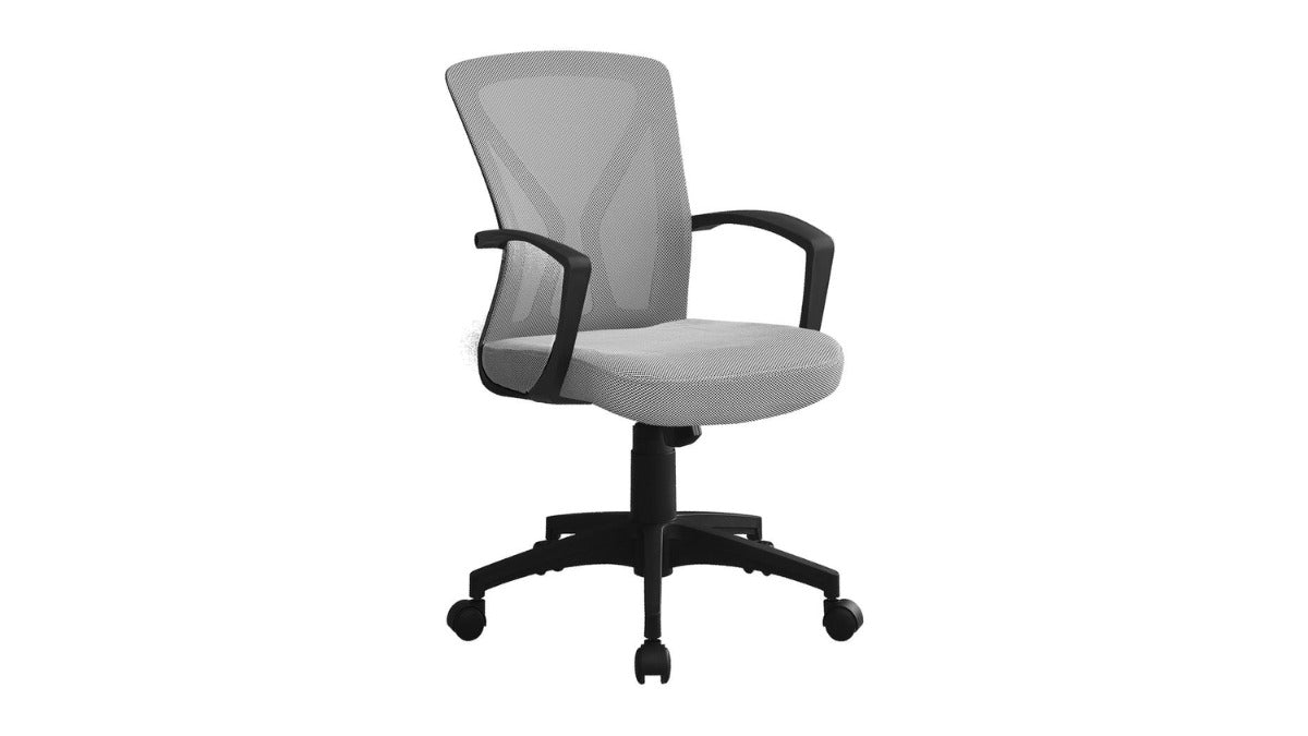 Trio Supply House Office Chair Black Base On Castors: Mid-Back Grey