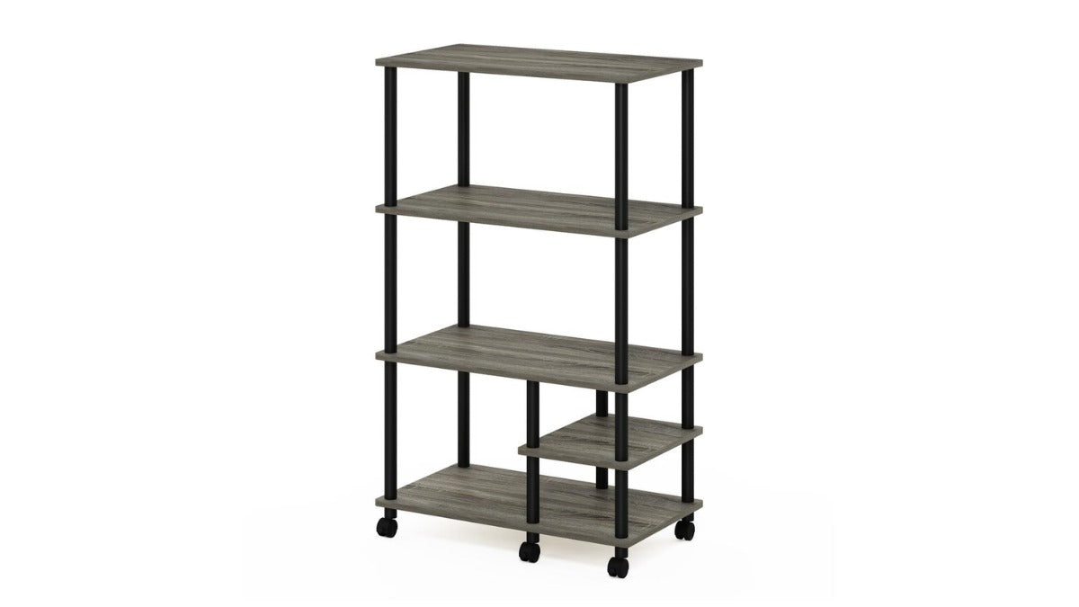 Trio Supply House Turn-N-Tube 4-Tier Toolless Kitchen Cart French Oak Grey-Black
