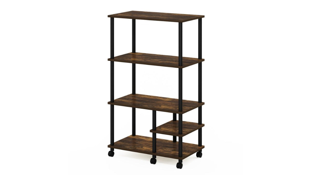 Trio Supply House Turn-N-Tube 4-Tier Toolless Kitchen Cart Amber Pine-Black