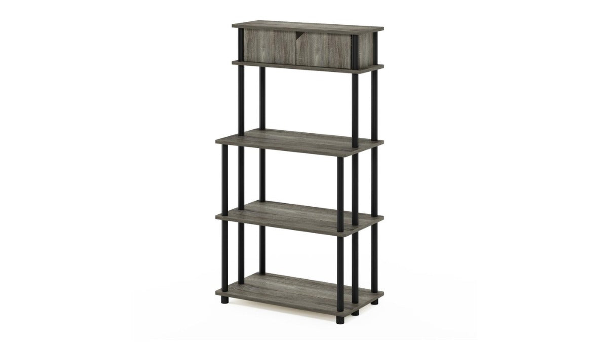 Trio Supply House Turn-N-Tube Toolless Storage Shelf: Top Cabinet French Oak Grey-Black