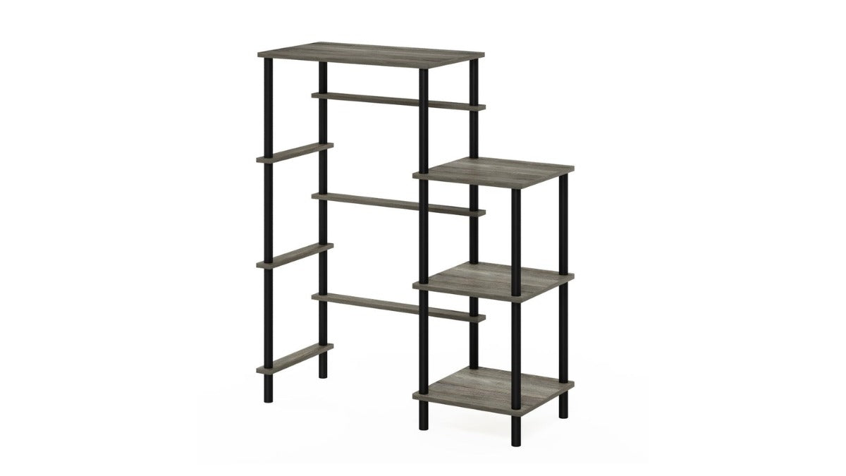 Trio Supply House Turn-N-Tube Toolless Kitchen Storage Shelf Tall Grey Black