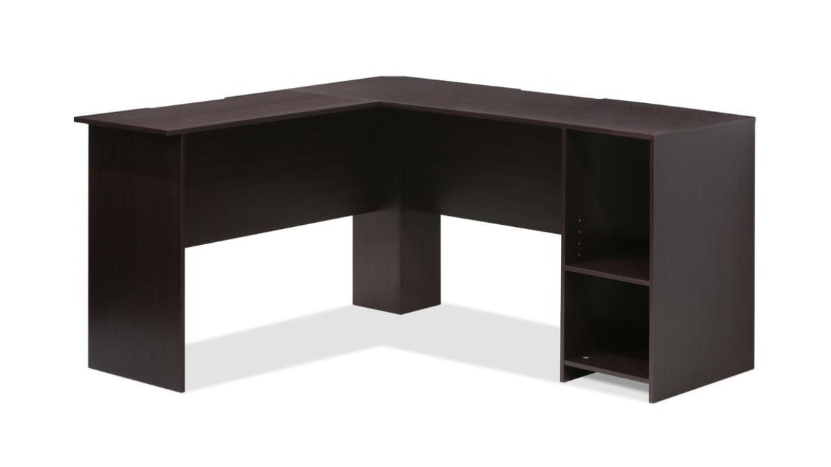 Trio Supply House Indo L-Shaped Desk with Bookshelves Espresso