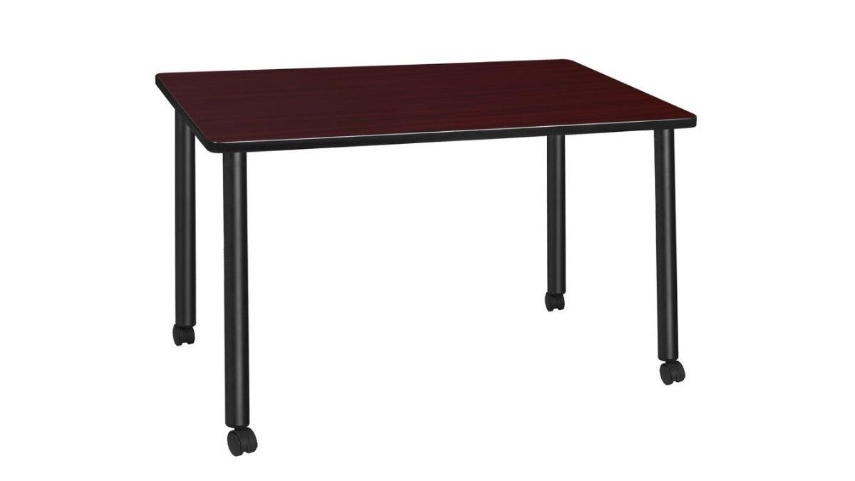 Trio Supply House 48 x 24 in: Mobile Desk- Maple Top Mahogany- Black