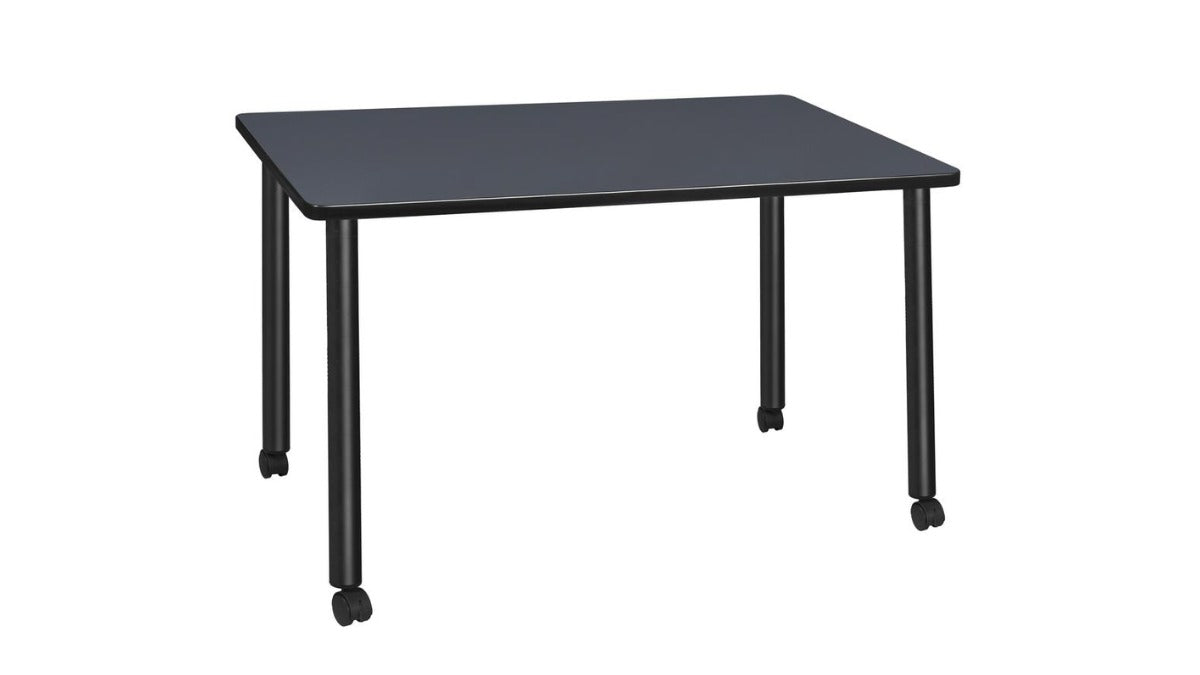Trio Supply House 48 x 24 in: Mobile Desk- Maple Top Grey- Black