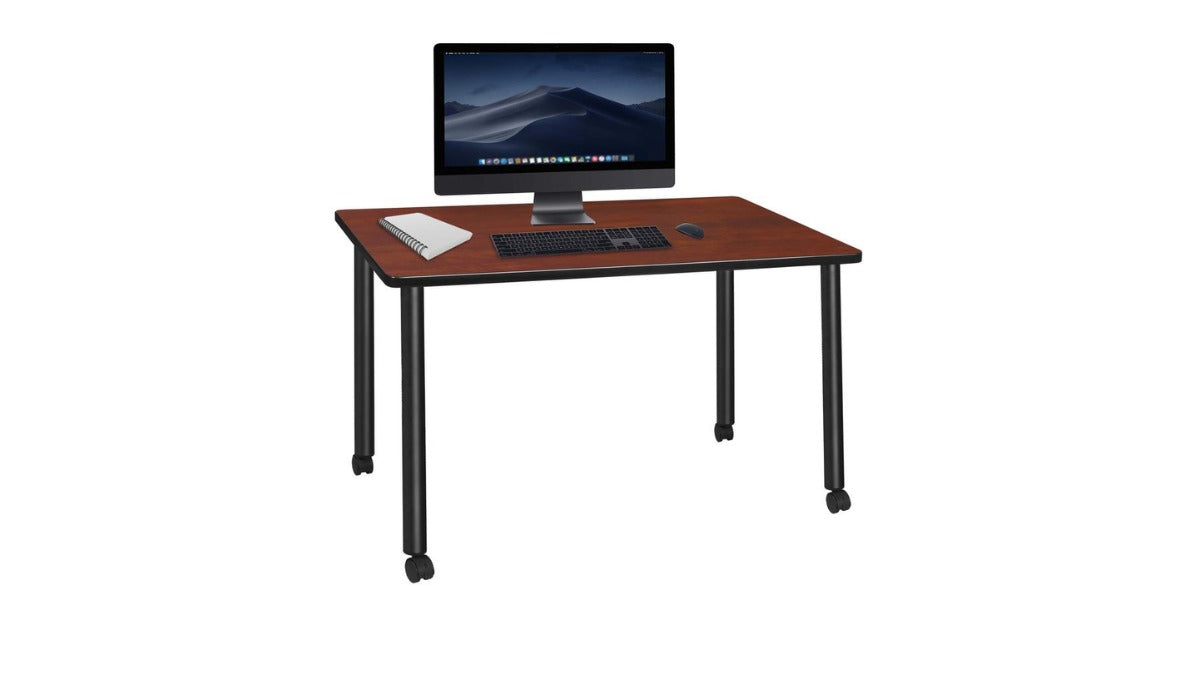 Trio Supply House 48 x 24 in: Mobile Desk- Maple Top Cherry- Black