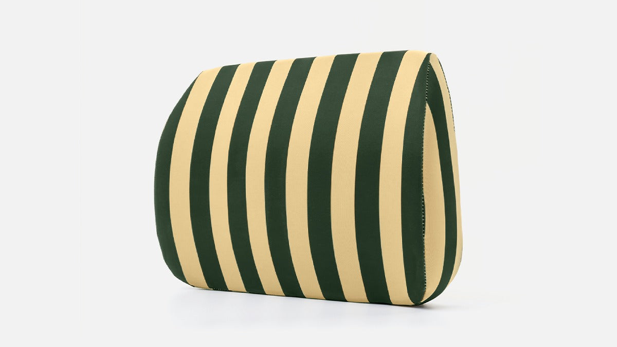 Logicfox Lumbar Support Pillow: For Office Chair and Car Seat Stripe-Green
