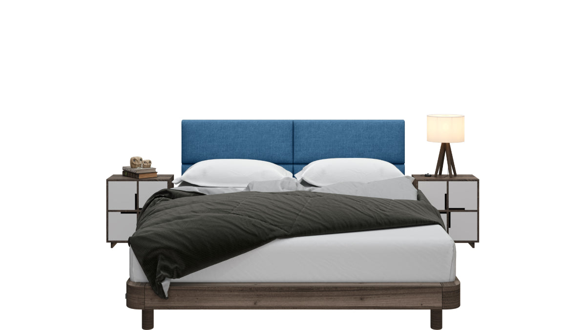 Jaxx Panelist Modern Padded Headboard – Set of 4, Queen Petrol Blue