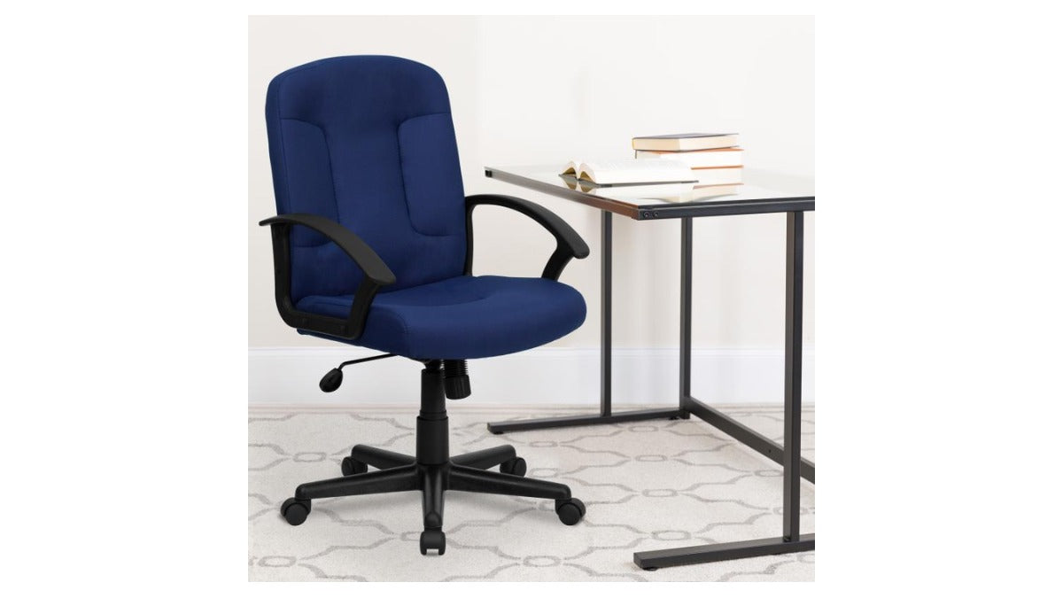 Skyline Decor Mid-Back Fabric Executive: Swivel Office Chair Navy Blue