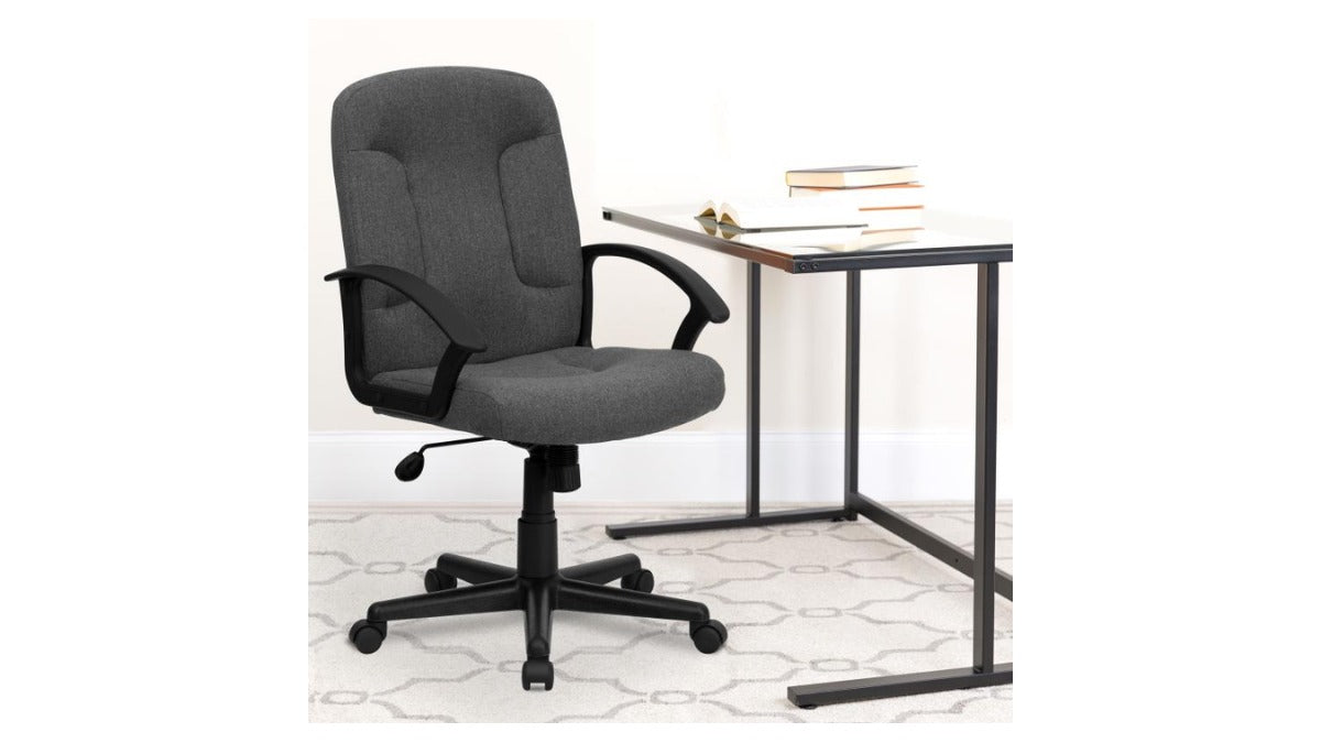 Skyline Decor Mid-Back Fabric Executive: Swivel Office Chair Gray