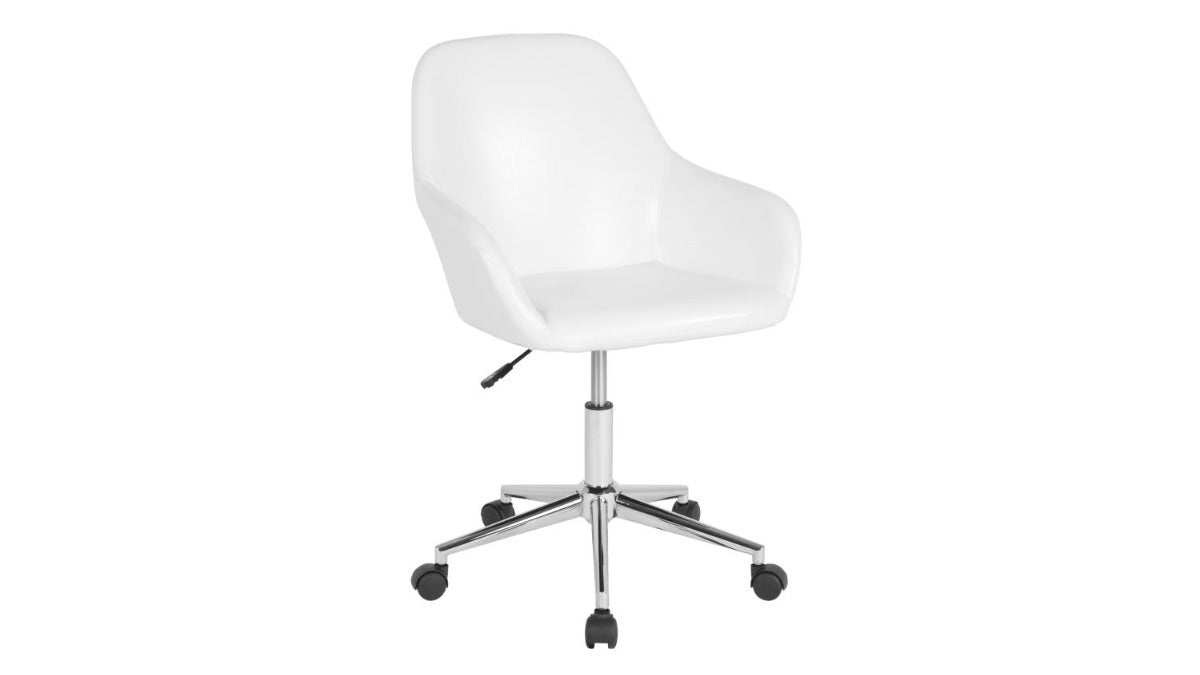 Skyline Decor Home and Office Mid-Back Chair: Swivel Seat White
