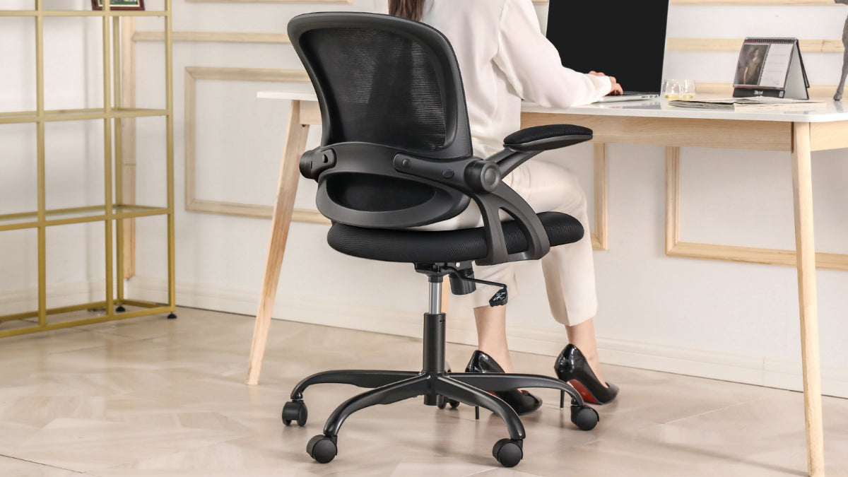KERDOM FelixKing Vertical Mesh Task Chair: Flip-up Arms Black