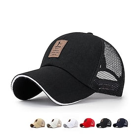 Herre Baseball kasket Trucker Hat Sort Hvid polyester Rejse Strandstil udendørs Ferierejse Vanlig Justérbar Solcreme Åndbart Mode