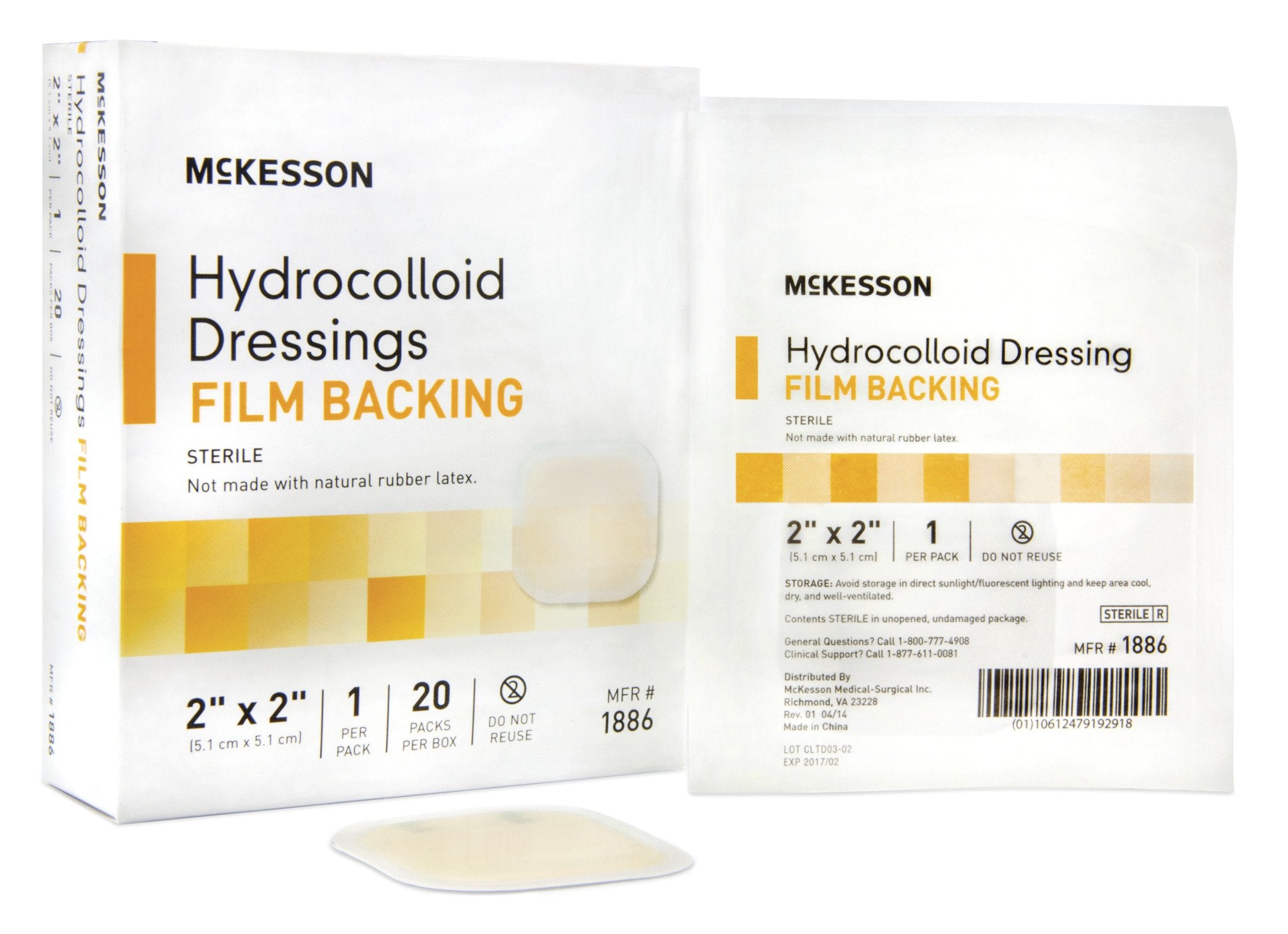McKesson Hydrocolloid Dressing Film Backing, 2" x 2" Square, 20 Each - Box
