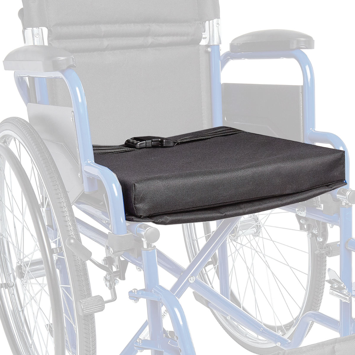 Black Seat Cushion For 12" Ziggo Lightweight Wheelchair