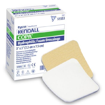 Kendall Hydrophilic Foam Dressing, 3" x 3", 10 Each - Box