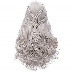 Daenerys Targaryen Wigs Silver Wigs for Women Wig Long Braided Hair Wigs for Party