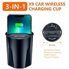 2023 nieuwkomers gadgets draadloze auto bekerhouder oplader voor mobiele telefoon x9 auto draadloze oplader beker mobiele telefoon oplaadstandaard