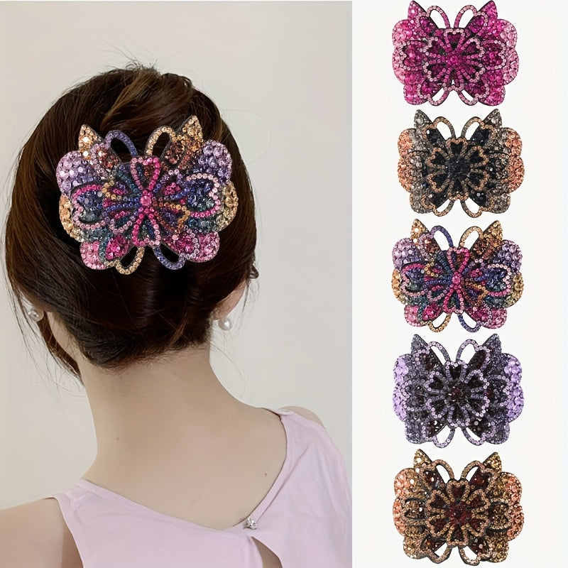 TEMU 3-5pcs Retro Hair Clips - Sparkling Floral Hairpins For Women, Ponytail Holders For Parties, , Daily Use & Mother’s Day Gifts, Hair Accessories