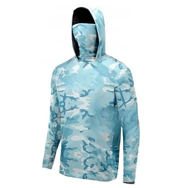 2024 Summer Performance Fishing Hoodie Mask Uv Protection UPF 50 Long Sleeve T-shirts Men Breathable Angling 250114