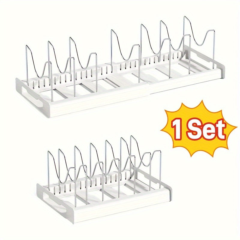 TEMU Pots And Pans Organizer, Adjustable Bakeware Organizer Pot Lid Holder Rack, Kitchen Organizer Rack Holder With Dividers - Under Cabinet Storage