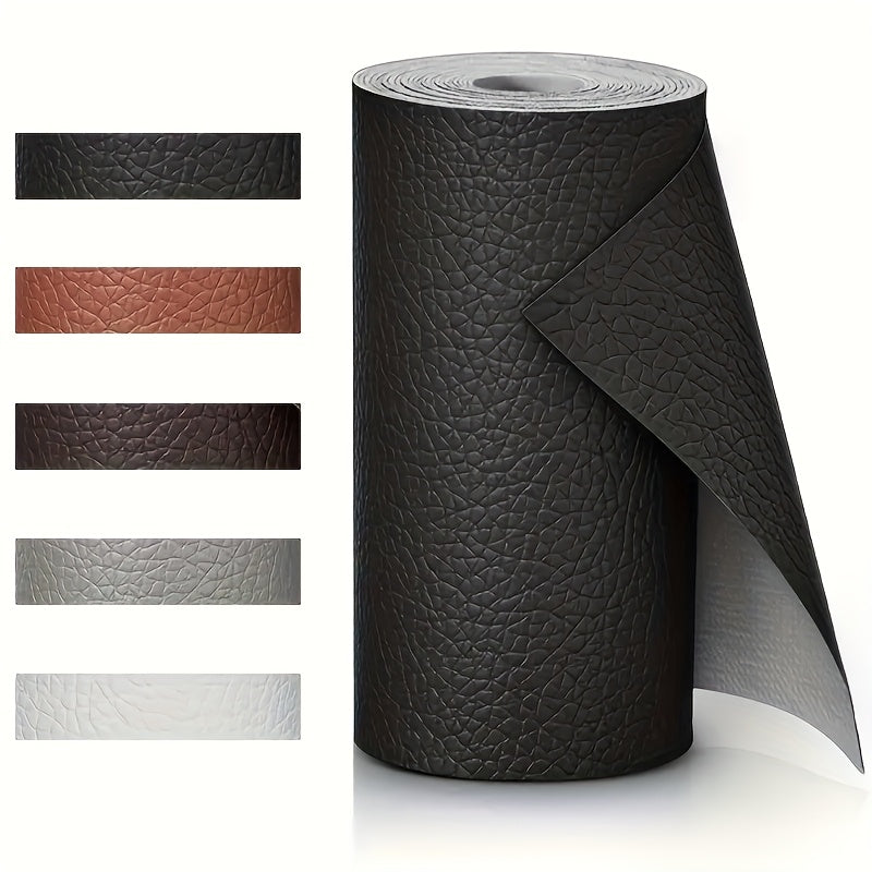 TEMU Extra Long 3.7x105-inch (9.5x266cm) Self-adhesive Leather Repair Patch - Large Coverage, Black, For Furniture, Car Seats, Sofas, Jackets, Bags,