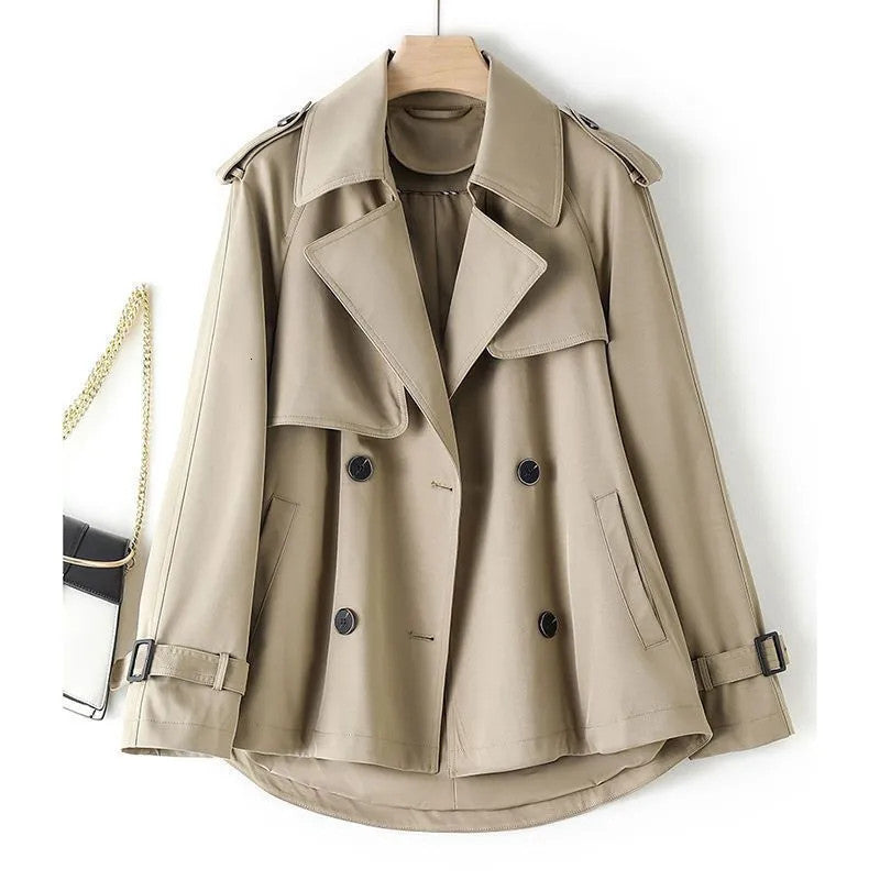 Women&#039;s Trench Coats Short Windbreaker Women Spring Autumn Fashion Khaki Pink Black Trench Coat Loose Coats Female Double-Breasted Outerwear 23