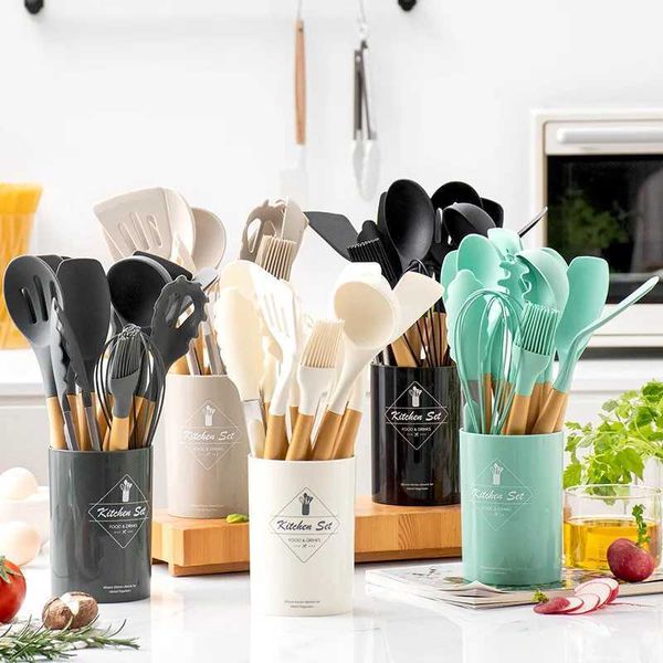12 piece food grade silicone kitchen utensil Turner spatula measuring spoon practical kitchen utensil setX240831