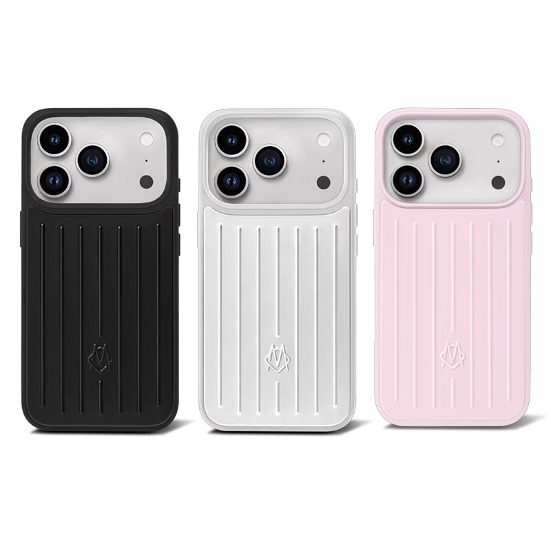 pink Phone Case Suitcase Designer iPhone Case for Apple iPhone 17 Pro Max 16 15 14 13 Polycarbonate Aluminum Alloy MagSafe Weave Back Cover Coque Fu