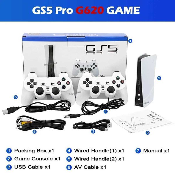 NEW GS5 Pro G620 Video Game Console 8 Bit USB 2 Wired Handheld Game Player 620 Classic Games Retro AV Output TV Gaming Console Y240808