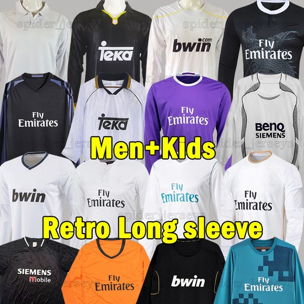 1998 99 retro soccer jerseys 2001 02 Real Long Sleeve Football Shirts 2004 06 07 ZIDANE RAUL GUTI mADRIds 2010 11 13 CARLOS CANNAVARO KAKA 2